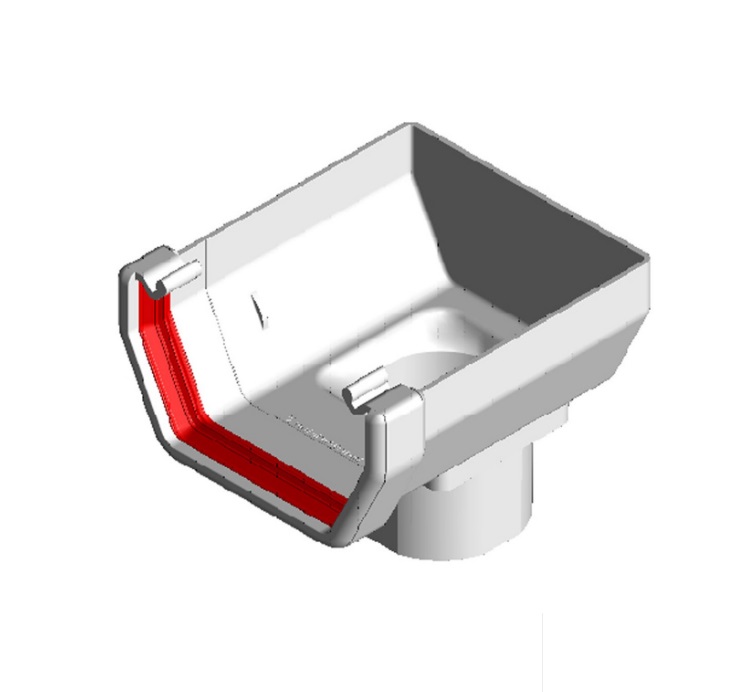 White Squareline Guttering - Stopend Outlet