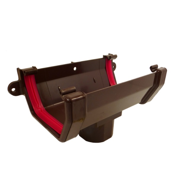 Brown Squareline Guttering - Running Outlet