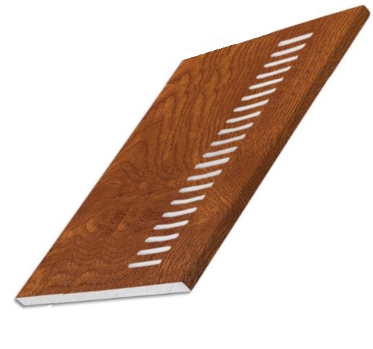 Golden Oak Subtle Grained Finish-Vented Soffit Board-225mm x 5m