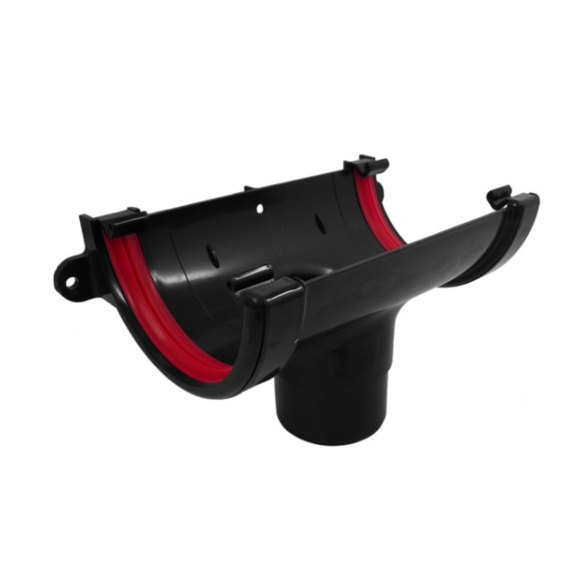 Black 1/2 Round Guttering Running Outlet