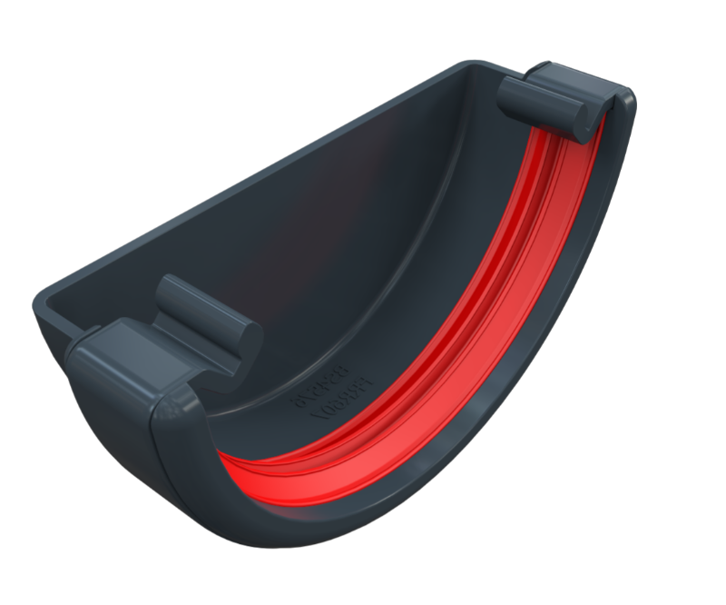 Anthracite Grey 1/2 Round Guttering-External Stopend