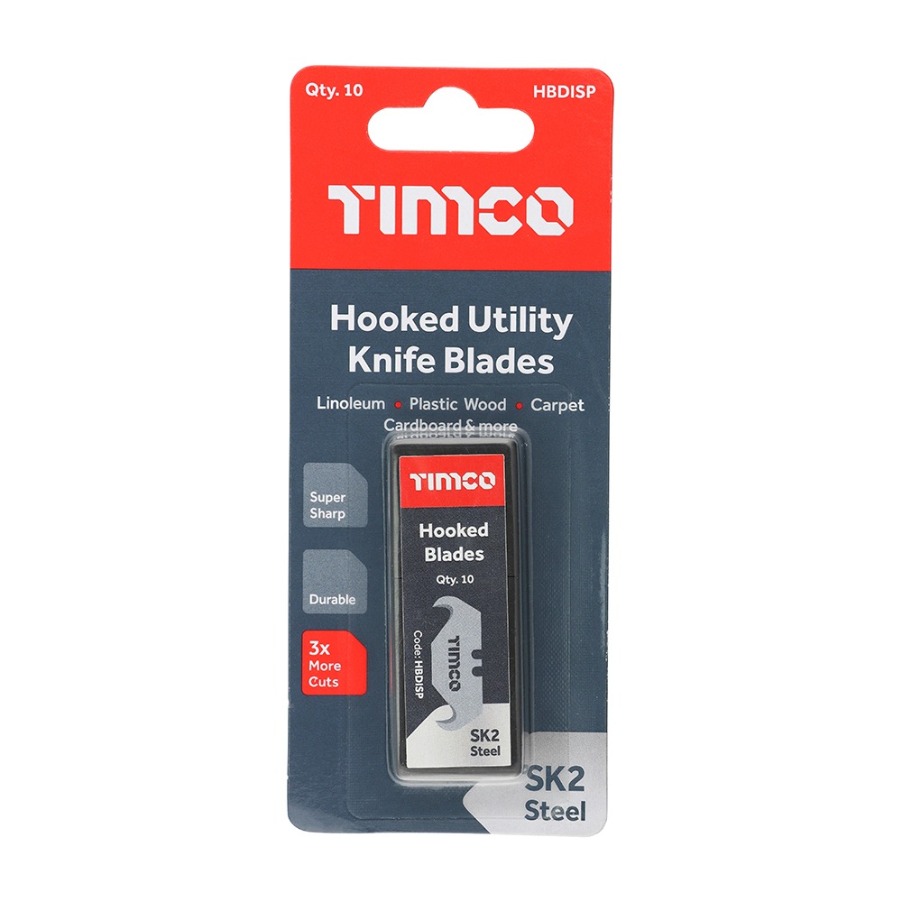 Hooked Utility Knife Blades - 10 Pack