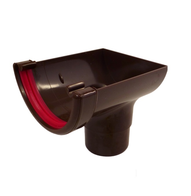 Brown Round Guttering - Stopend Outlet
