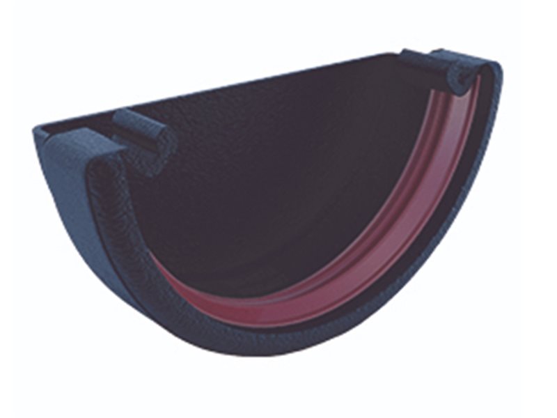 Black 1/2 Round Cast Iron Effect Guttering External Stopend
