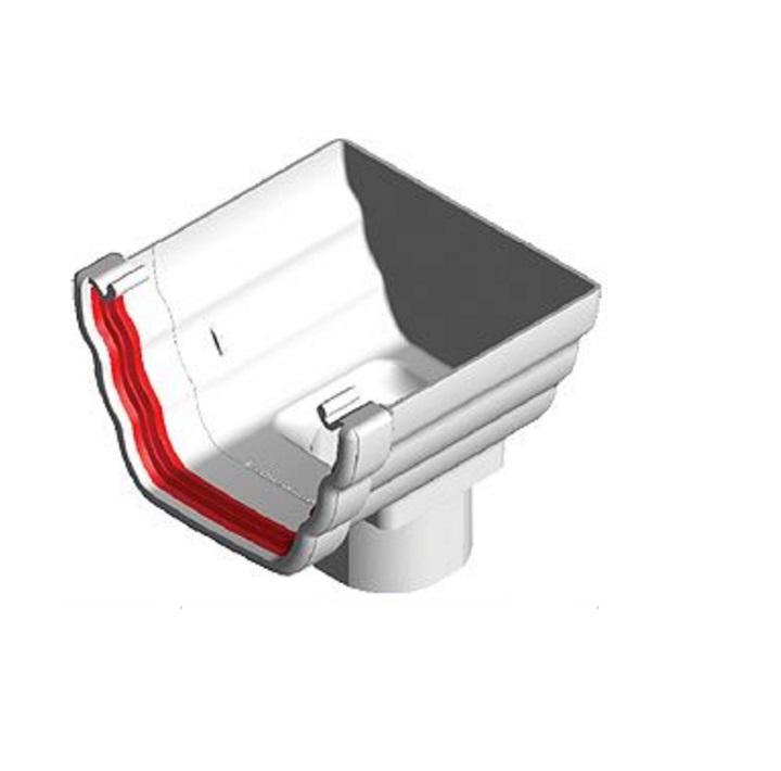 White Ogee Guttering - Stopend Outlet