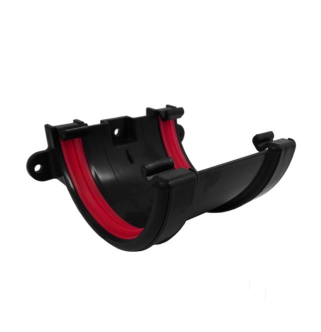 Black 1/2 Round Guttering Union