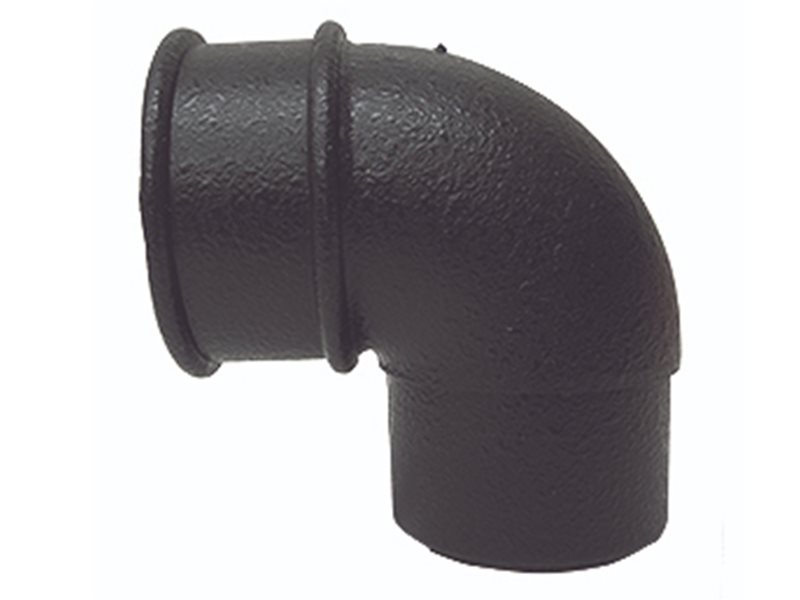 Black Round Cast Iron Effect Downpipe 90° Bend