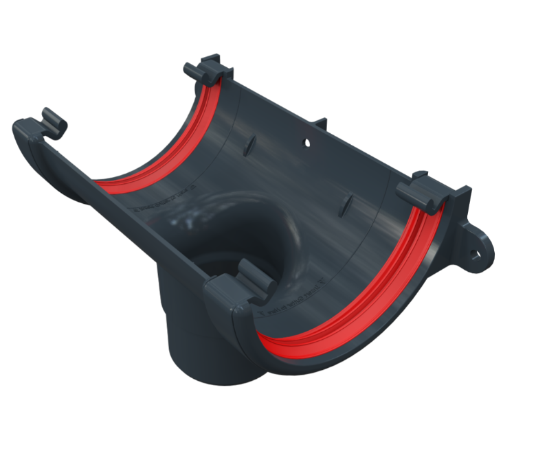 Anthracite Grey 1/2 Round Guttering-Running Outlet