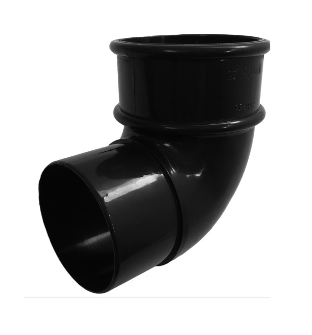 Black Round Downpipe 90° Bend