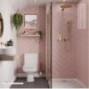 Misty Blue Herringbone Tile  Waterproof Laminated Shower Wall Panels - Image 5