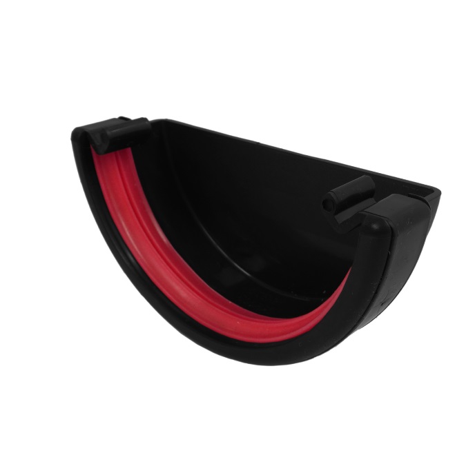 Black 1/2 Round Guttering External Stopend
