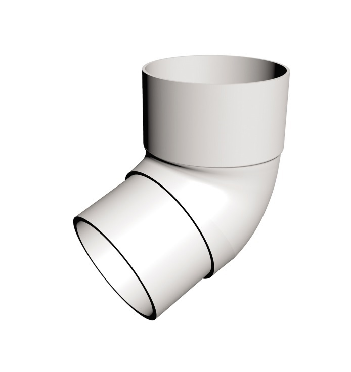 White Round Downpipe - Offset Bend 112°