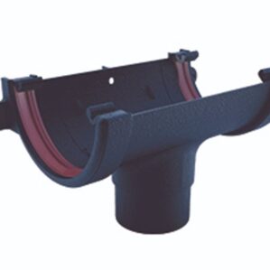 Black 1/2 Round Cast Iron Effect Guttering Running Outlet